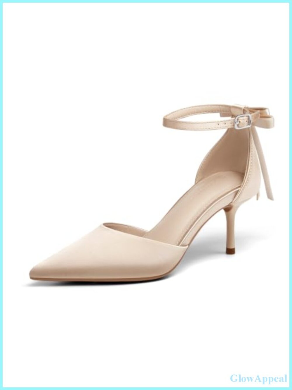 Womens Kitten Low Heels Pointed Toe Pumps Ankle Strap Bow Dress